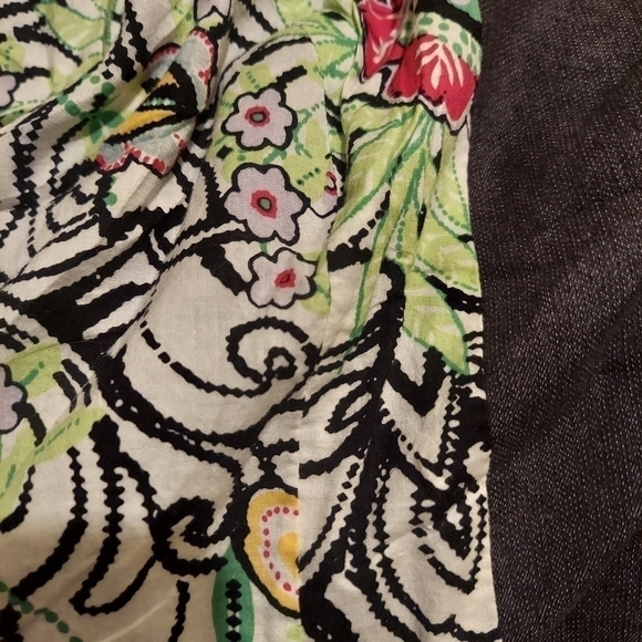 Bandolino Stretch Size 8 Denim Jean Jacket Size 8 Dark Black Denim Lined Floral - Picture 5 of 5